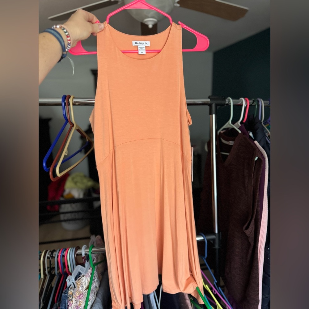 Athleta Sleeveless Midi Dress in Vibrant Orange